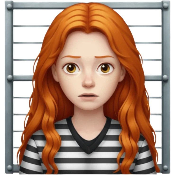 ginger prisoner long haired woman mug shot with bg emoji
