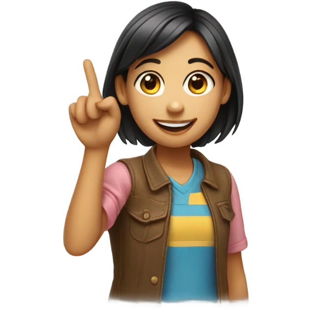 a girl with her finger up emoji
