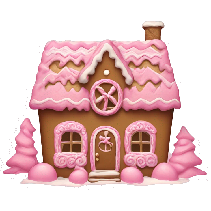 aesthetic pink gingerbread house emoji