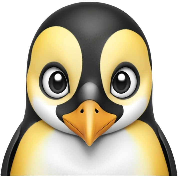 cinematic-adult-emperor-penguin-portrait-emoji,-head-tilted-playfully-and-inquisitively,-with-glossy,-pristine-plumage,-sparkling-eyes-filled-with-curiosity,-simplified-yet-irresistibly-adorable-features, black, large black eyes face emoji