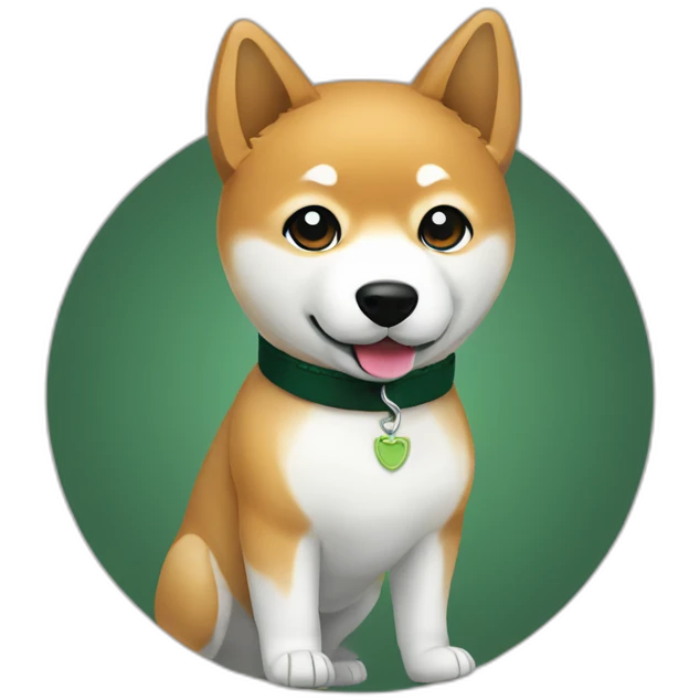 Shiba with dark green collar with white motif emoji