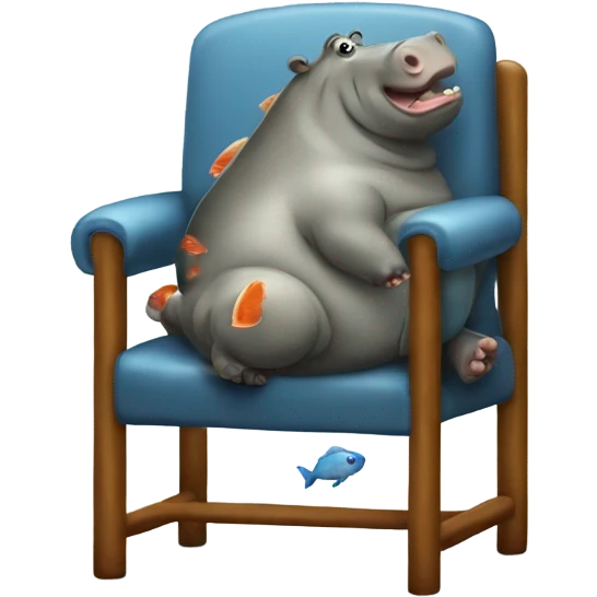 Hippo and fish on chair emoji
