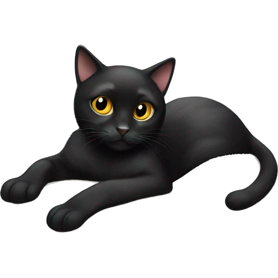 Cute black cat with big lashes laying on a white blanket emoji