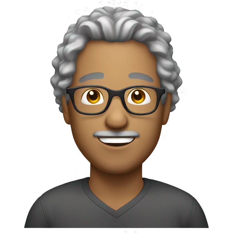male with gray curl hair with glasses no mustach emoji