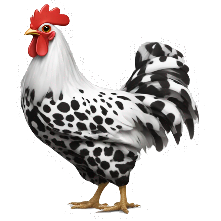 Black and white spotted chicken in a heatchicken  emoji