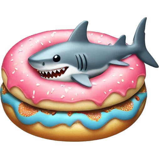Cute shark in a swimming donut emoji