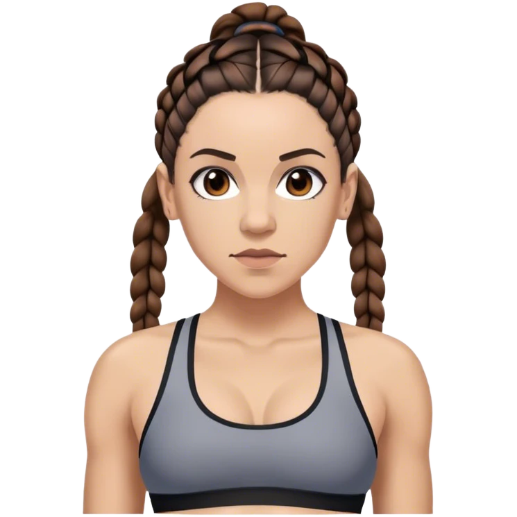 Melanie chisholm with two dark brown french braids, wearing a sports bra emoji