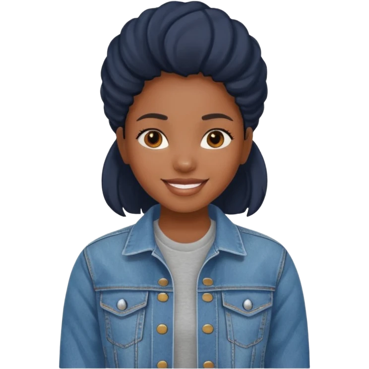 smiling black girl in denim jacket emoji