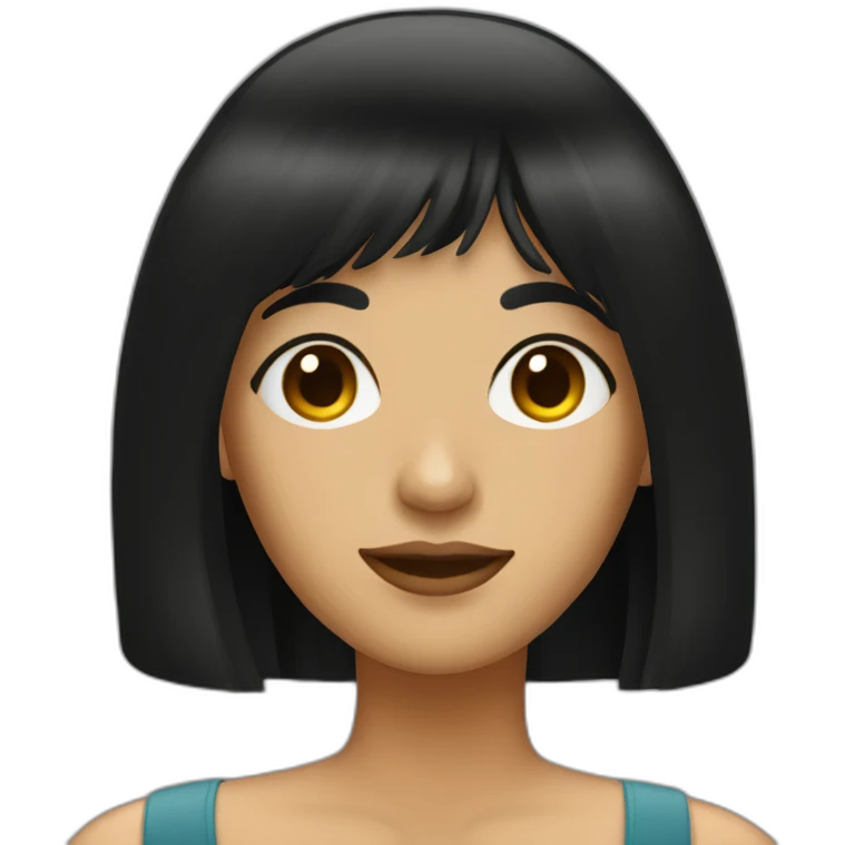 latin women with long black hair with fringe emoji