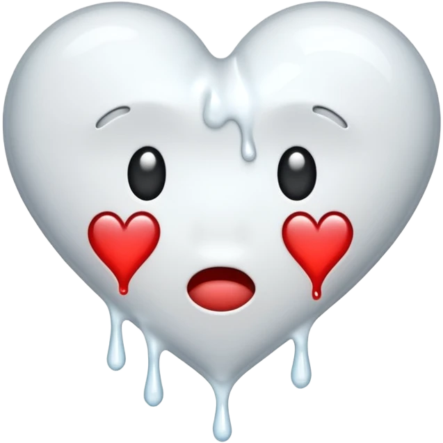 The broken heart emoji in white with sticky white liquid Ozzing out of it emoji