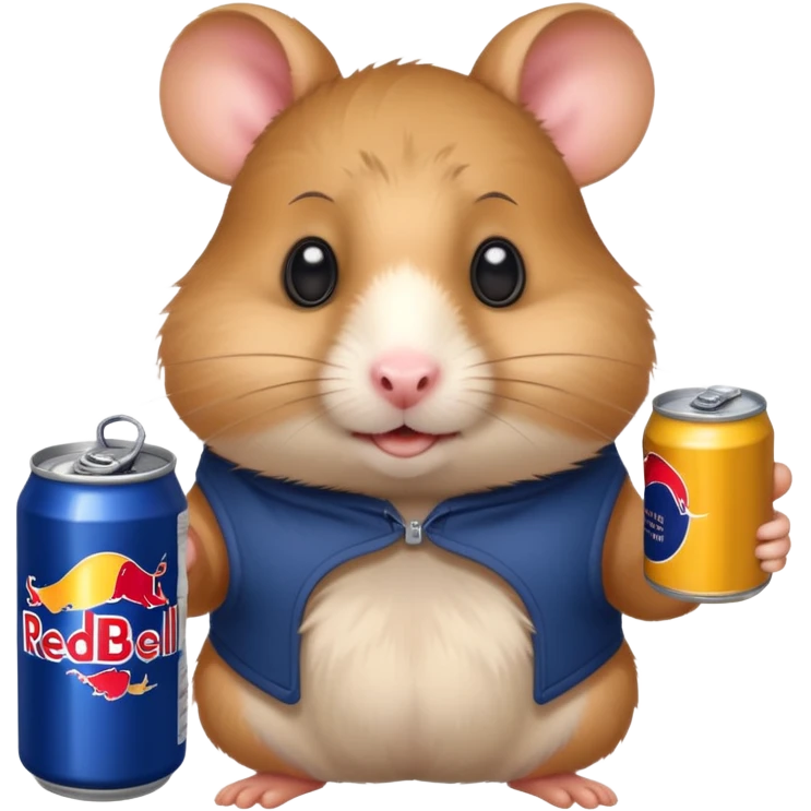 Funny hamster wide eyed with a can of redbull emoji