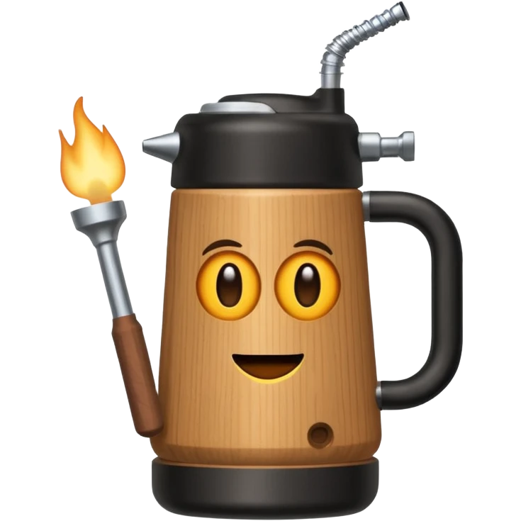 Un termo con un mate. El termo de color negro con la marca stanley y el mate que tenga una bombilla y que sea de color madera, marrón emoji