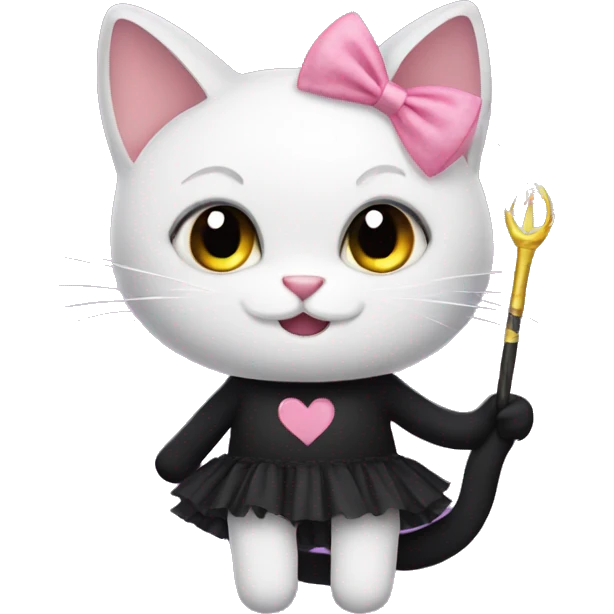 black cat in a tutu holding a wand emoji