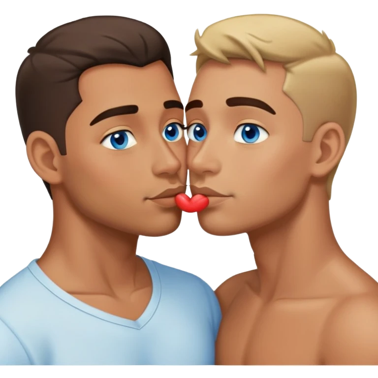 Gay couple kiss latino blue eyes emoji