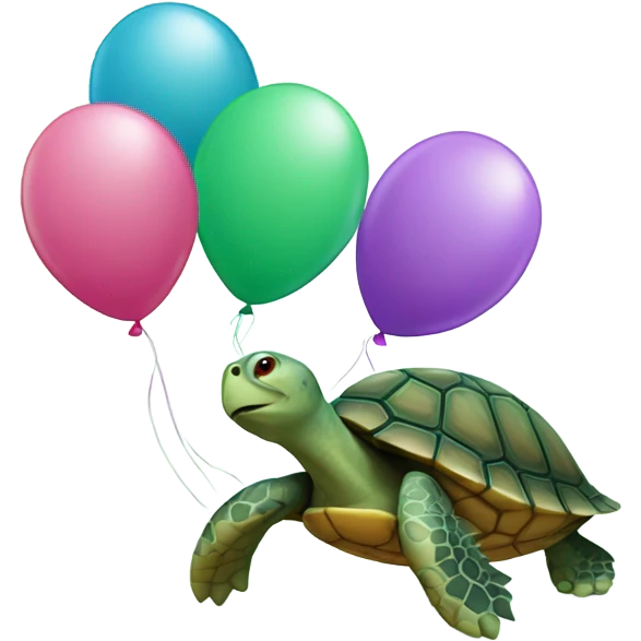 Turtle with birthday balloons emoji