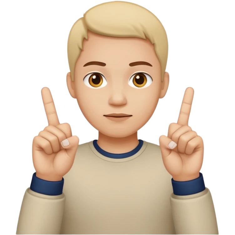 a person showing the middle finger of each hand, hands not crossed, simple facial expression, emoticon style emoji