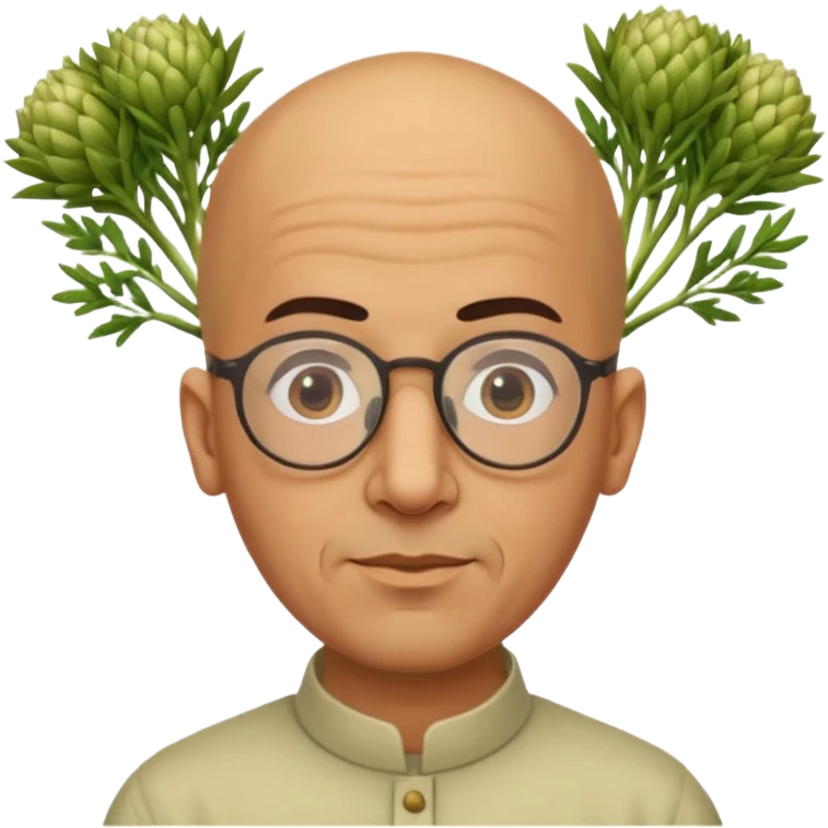 Bald moroccan man with one fennel on his head and glasses on and no turban  emoji