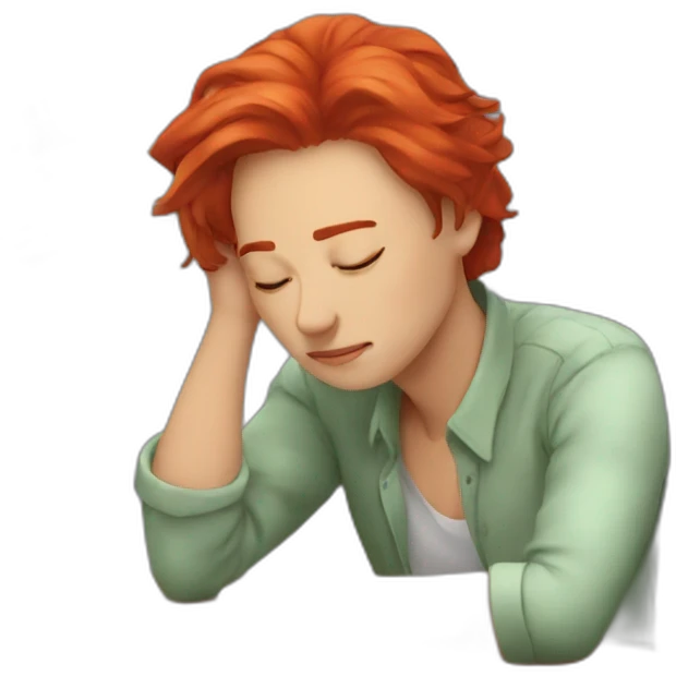 Sleeping at the desk red hair emoji
