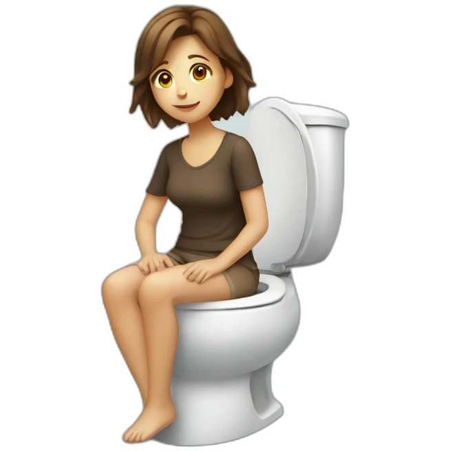 Girl with brown hair sitting on a toilet emoji