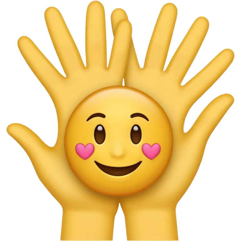 Crée-moi un seul emoji avec le sourire de lui😁 les mains de lui 🤗 et trois cœur autour de celui-ci comme lui🥰 emoji
