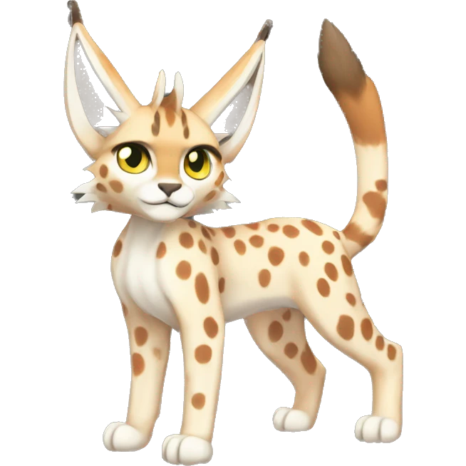 spotted Lynx-Caracal-Fakemon-hybrid with orange points full body emoji