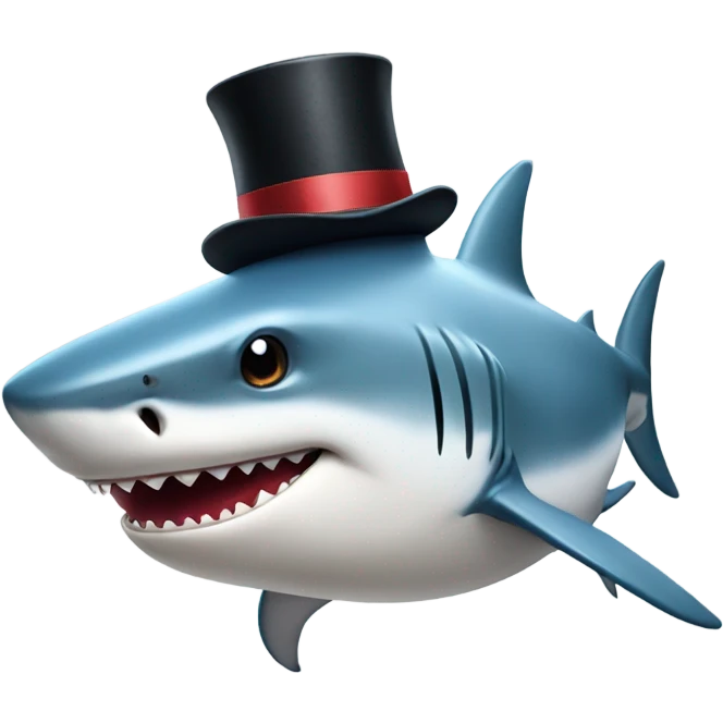 Shark with a top hat emoji