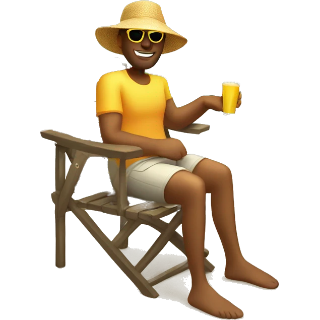 guy sit on a chair on the beach, palm, sun, chair emoji