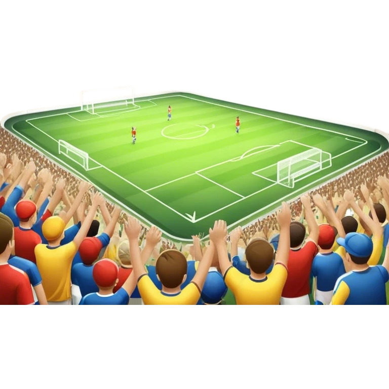 An icon featuring a large stadium with a football match in progress, players in action on the field, and a cheering crowd in the stands. Bright floodlights illuminate the pitch, creating an intense atmosphere of competition. The transparent background highlights the thrill of live sports events. emoji