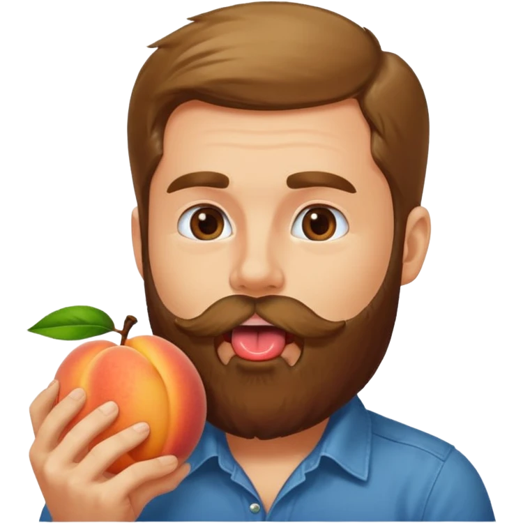 Man with beard licking peach emoji