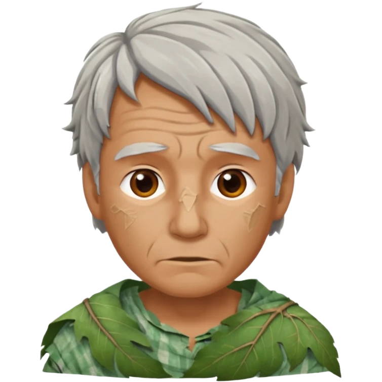 ancient man, tattered leaf cloth emoji