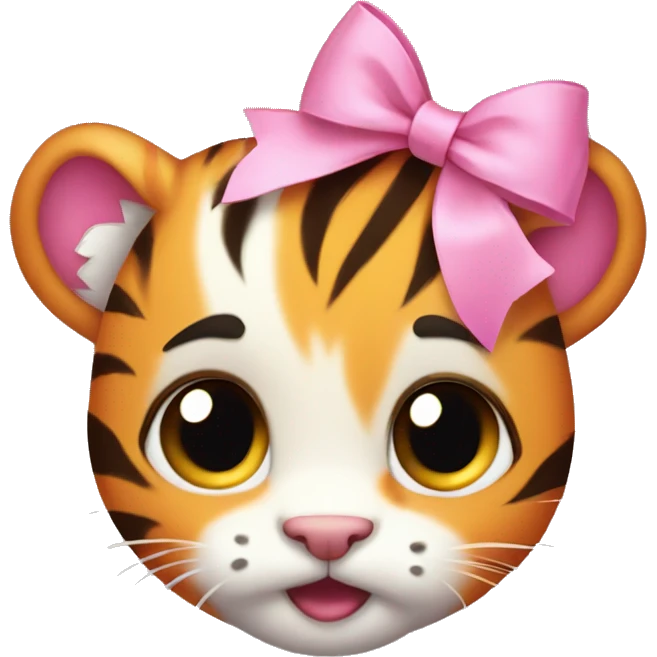 Cute tiny Baby tiger with pink bow on its head  emoji