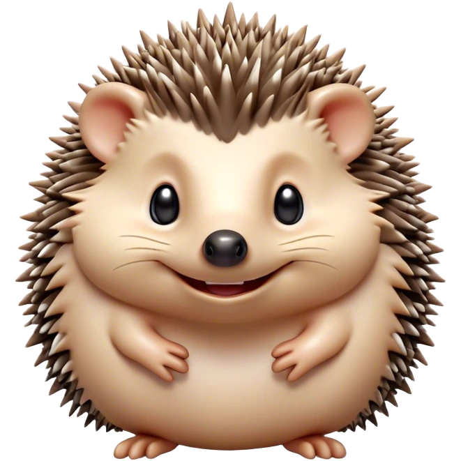 Cinematic Cheeky Hedgehog Portrait Emoji, Head tilted playfully with a mischievous squint and a tiny, cheeky grin, showcasing a compact, prickly body with soft quills and perky little ears, Simplified yet remarkably expressive features, highly detailed, glowing with a vibrant, playful glow, high shine, spirited and quirky, stylized with an air of whimsical woodland mischief, soft glowing outline, capturing the essence of a cheeky hedgehog that looks ready to roll out of the screen with playful attitude! emoji