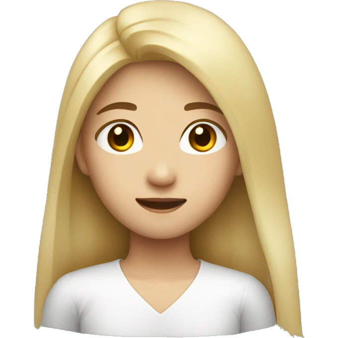 blonde long hair asian girl, from shoulders make one emoji emoji