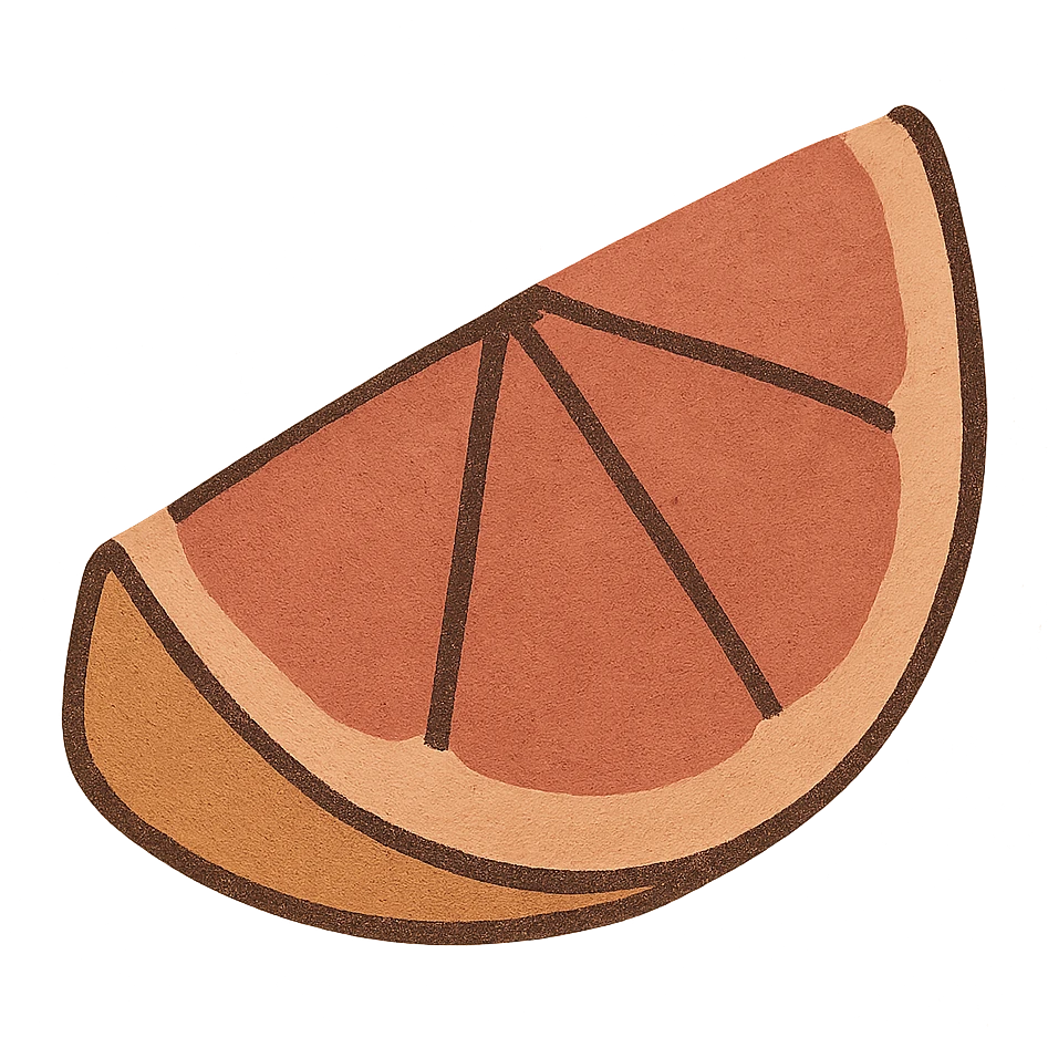 flat icon of a pink grapefruit wedge, minimal and clean design, using only 3-4 colors emoji