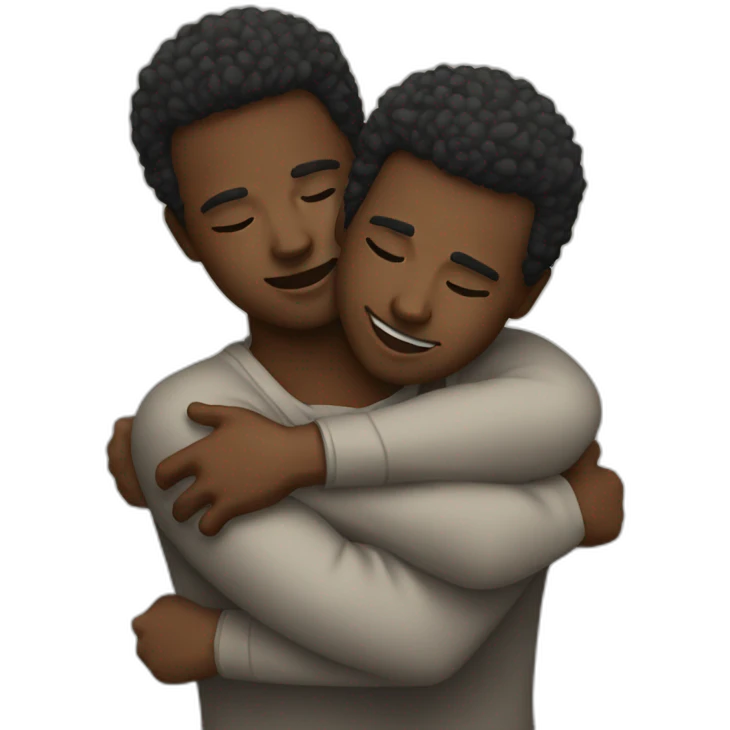 Black men hugging emoji