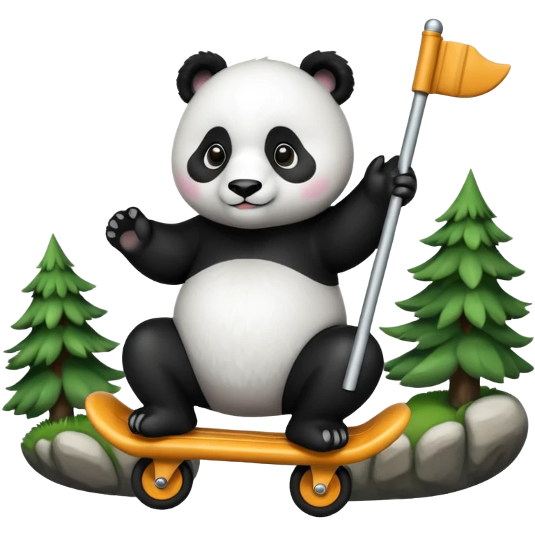 Panda riding a pogo emoji