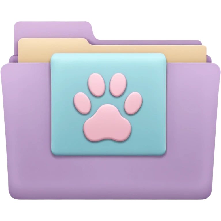 a pastel folder of documents with a pawprint on it emoji