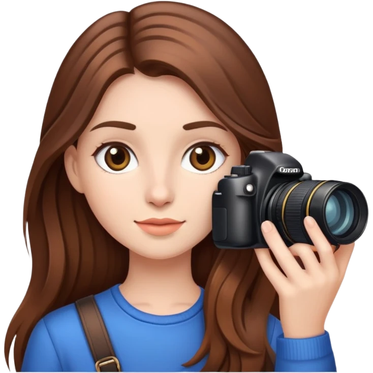 Дівчина фотограф з каштановим волоссям довгим emoji