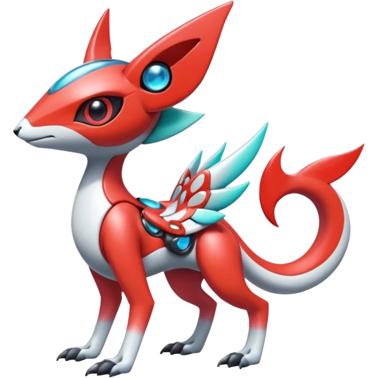Shiny Colorful Futuristic Cyber-Vernid-Trico-Meloetta-Latias-Koraidon-Peppercat-Protogen-Pokémon-Digimon-Fakémon-fusion-hybrid-creature emoji