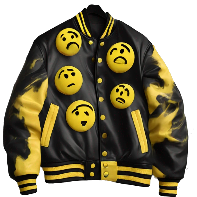 a cool yellow and black marbled school varsity jacket that KSI would wear (jacket ONLY emoji