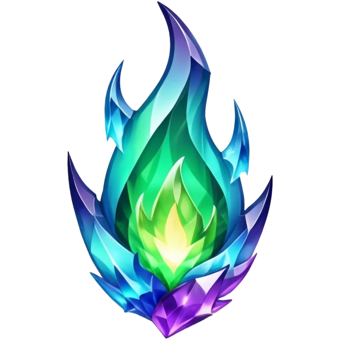 Shiny epic green blue and purple flame crystal  emoji