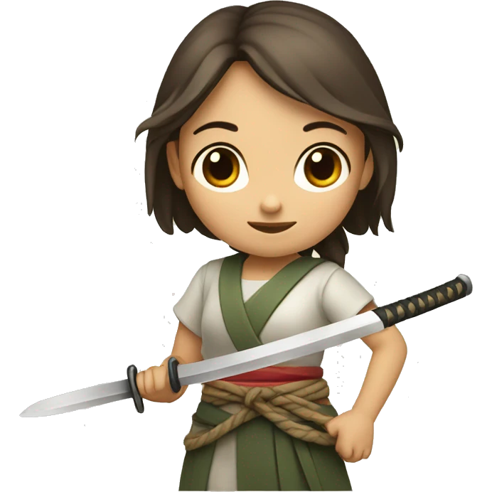 Niña con pelo blanco y una katana emoji