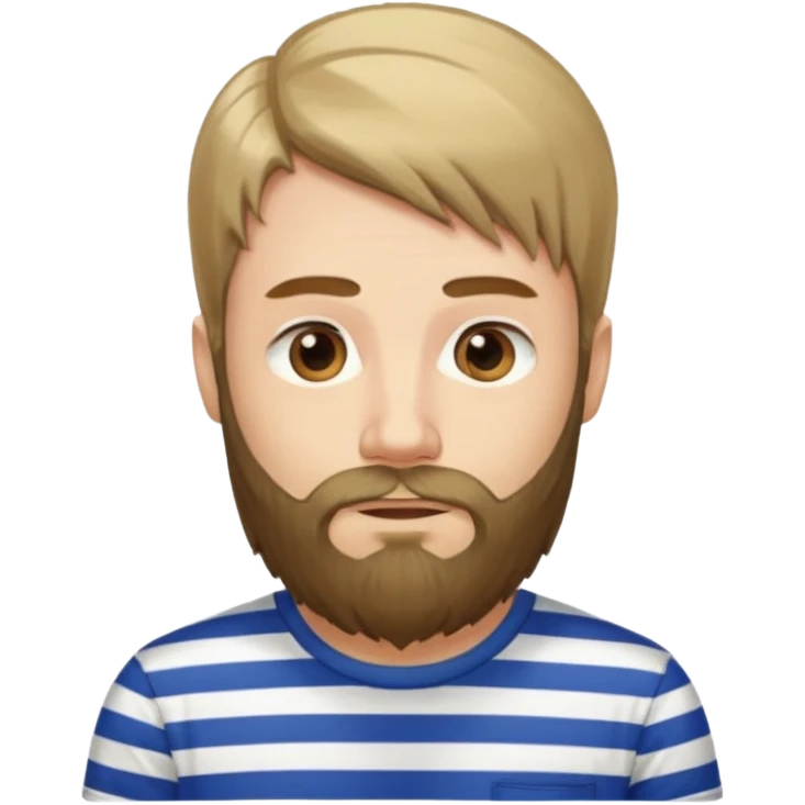 man with long hair and beard wearing vertical striped t-shirt emoji