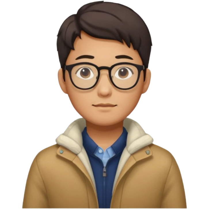 Korean 31-year-old male marketer / Wears warm clothes / Wears glasses emoji