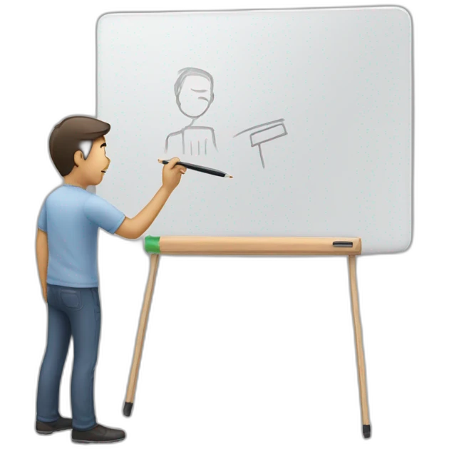 Man writing on a marker board emoji