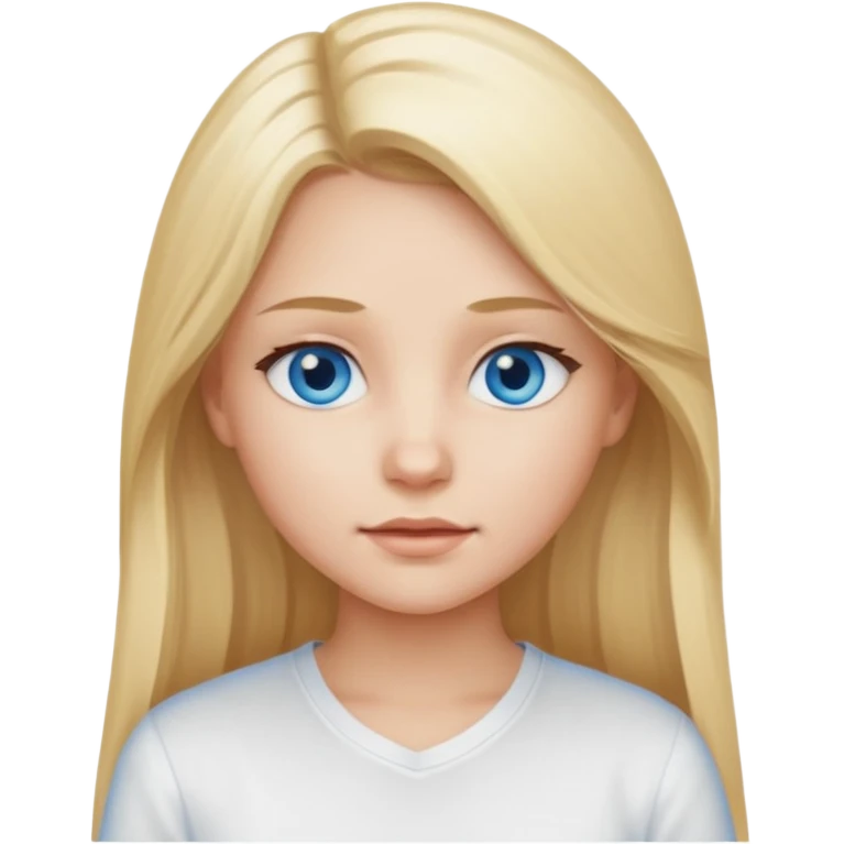 a girl with long blond hair and blue eyes dressed in a white shirt emoji