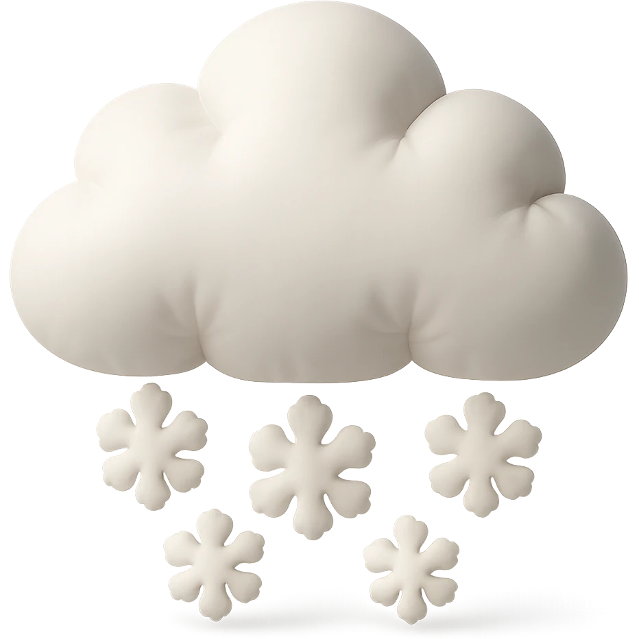 soft edged snow cloud with snowflakes below, cushion style emoji