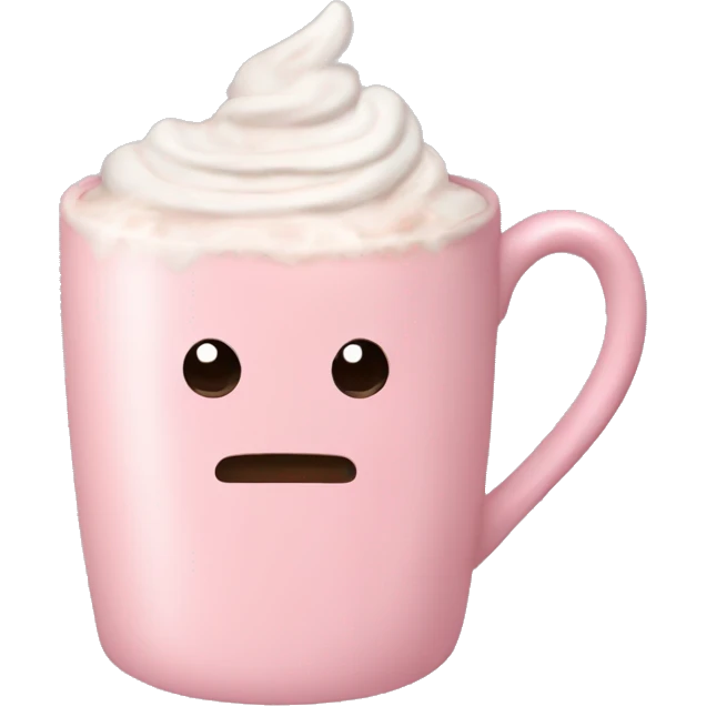 Aesthetic hot chocolate in a light pink mug emoji