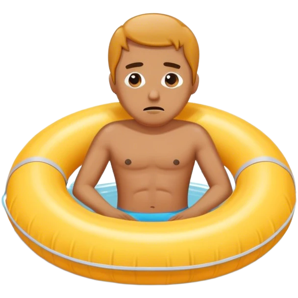 Full body man in bathing suit in a floating tube sad emoji