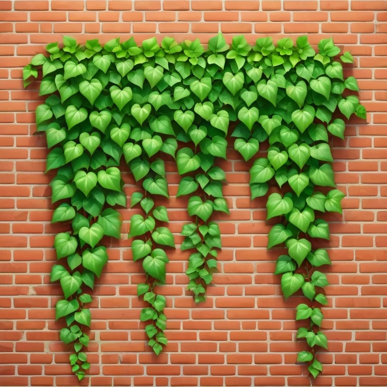 red brick wall with green ivy growing on it emoji